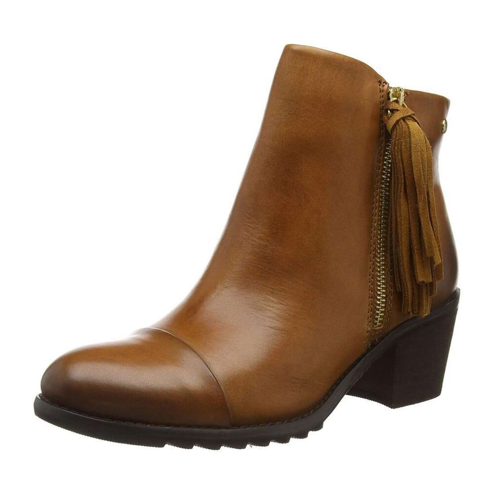 Pikolinos Andorra Ankle Leather Zip 2" Stacked Heel Bootie - Brown 40/9-9.5